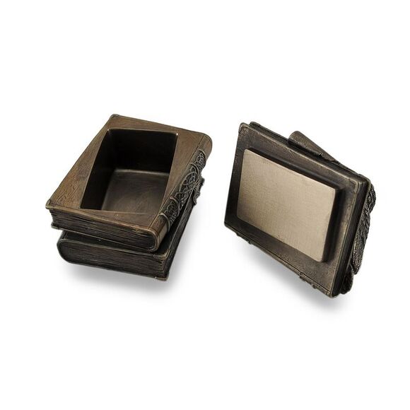 Owl Perched On Stack of Books Bronzed Trinket Box/Stash Box Statue - Picture 4 of 5